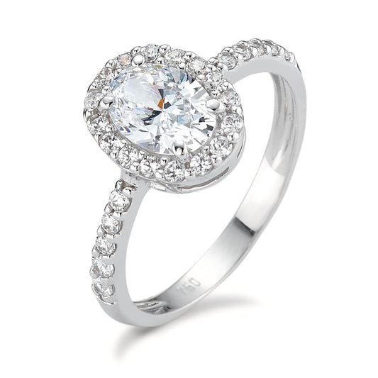 Solitär Ring 750/18 K Weissgold Zirkonia, Made in Italy