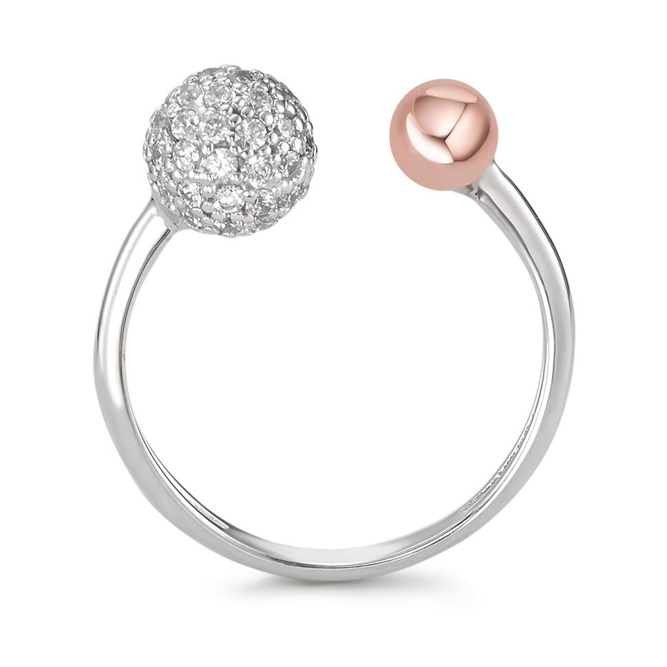 Fingerring 750/18 K Weissgold, 750/18 K Rotgold Zirkonia, Made in Italy