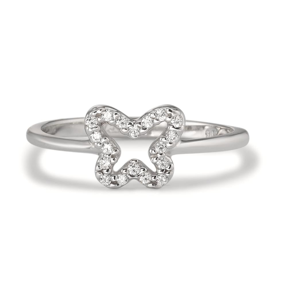 Fingerring 750/18 K Weissgold Zirkonia Schmetterling, Made in Italy