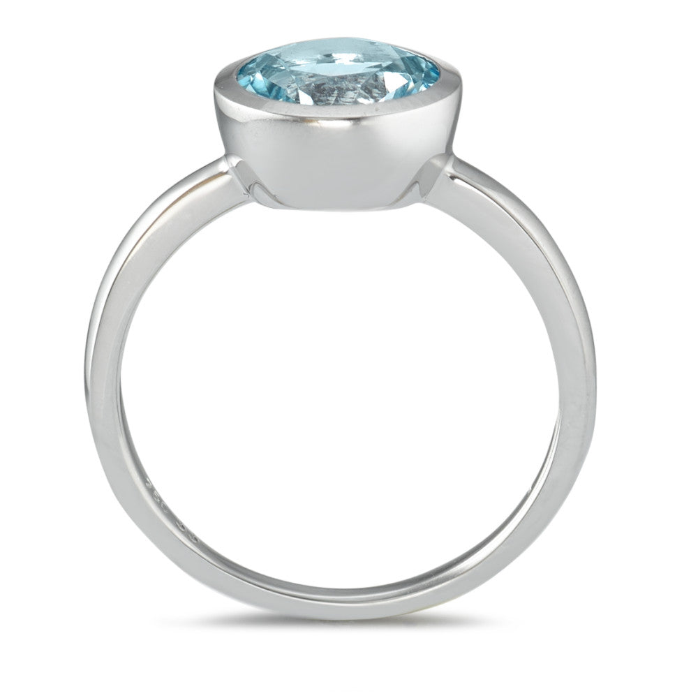 Fingerring 750/18 K Weissgold Topas blau Ø9 mm