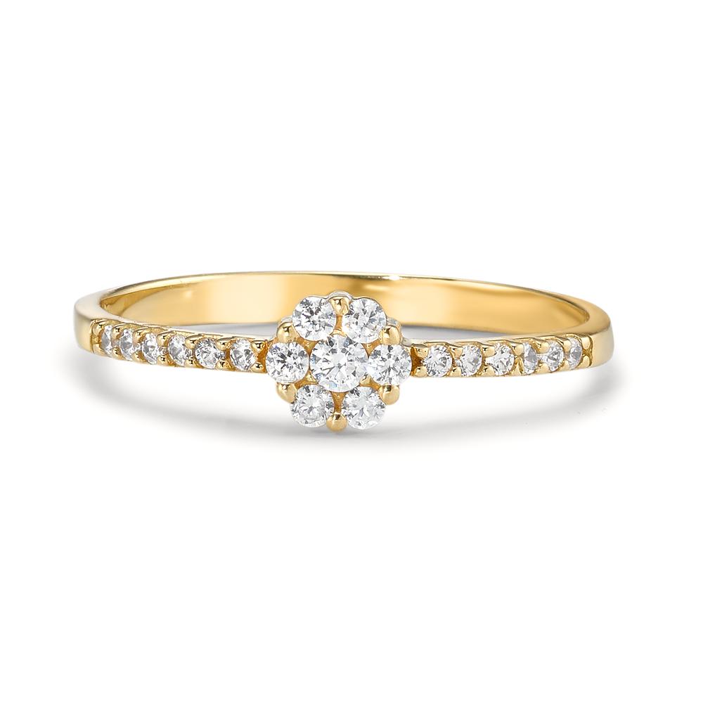 Fingerring 750/18 K Gelbgold Zirkonia, Made in Italy