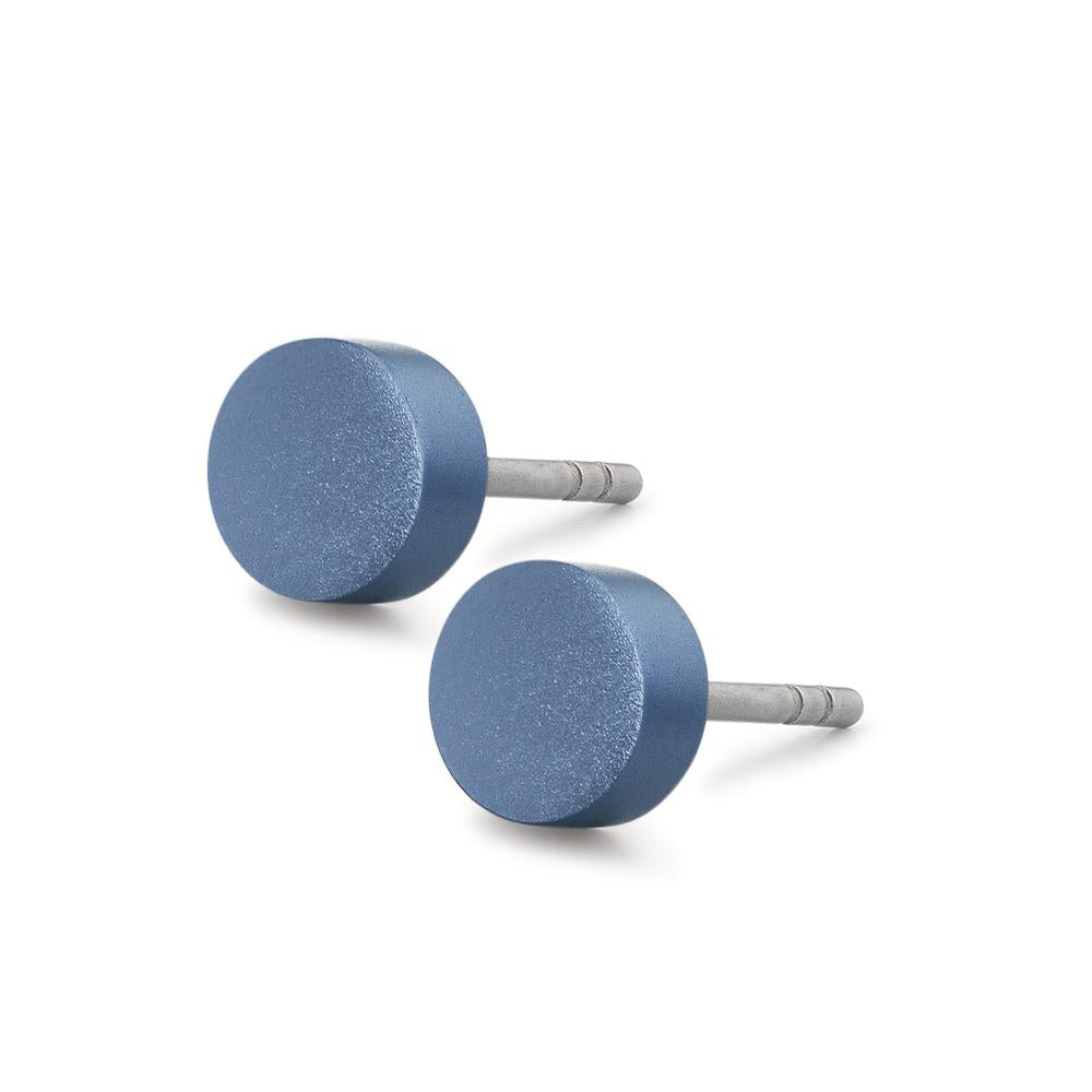 Ohrstecker Disc Ø6mm aus Aluminium in Lapis Blue, Stift und Verschluss aus Edelstahl