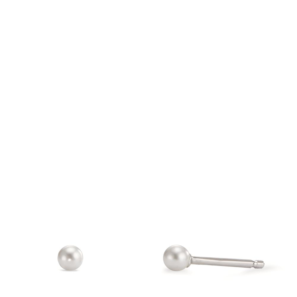 Ohrstecker Silber rhodiniert shining Pearls weiss, 2 Perlen, 3 mm