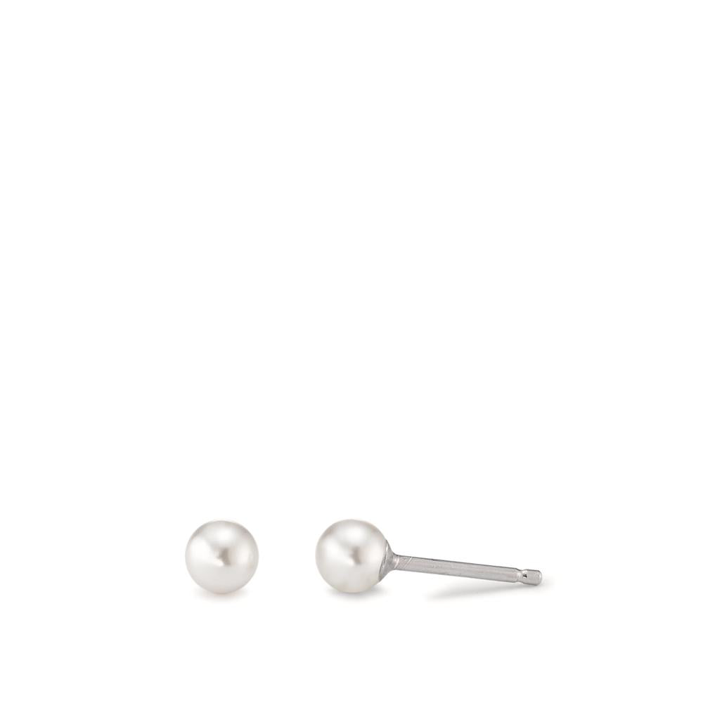 Ohrstecker Silber rhodiniert shining Pearls weiss, 2 Perlen, 3 mm