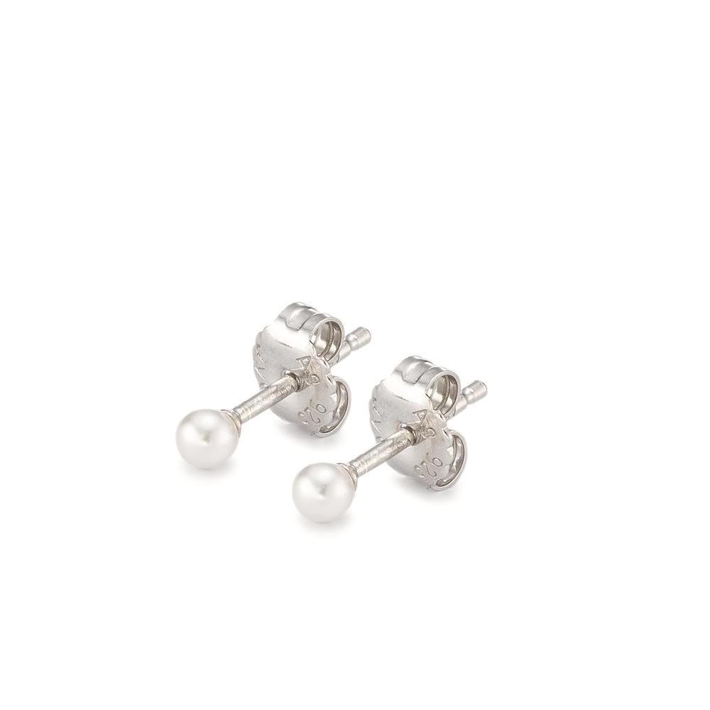 Ohrstecker Silber rhodiniert shining Pearls weiss, 2 Perlen, 3 mm