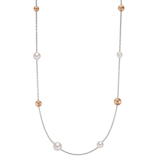 Halskette Arya Edelstahl mit Light Rosé Aluminium Pearls und Muschelperlen, 60cm
