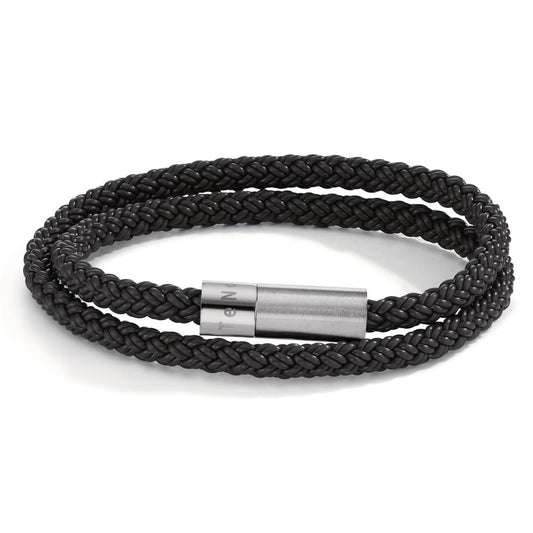 Wickelarmband Heritage Sport, Edelstahl, Silikon-Kautschuk schwarz, 19cm, Made in Germany