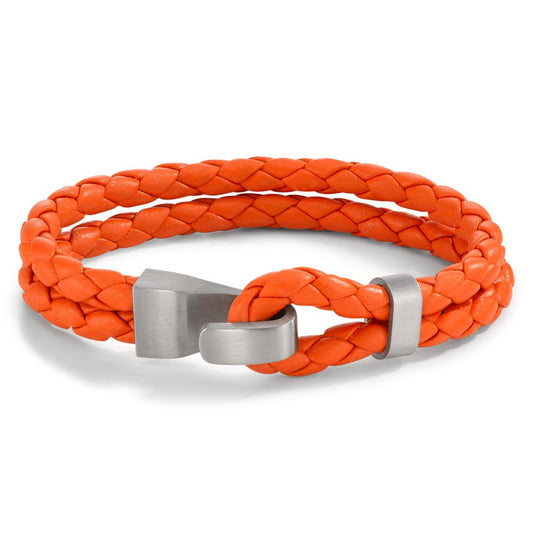 Lederarmband VADINO Orange, Knebelverschluss aus Edelstahl, 19cm , Made in Germany