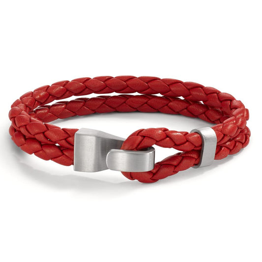 Lederarmband VADINO Pepper Red, Knebelverschluss aus Edelstahl, 19cm , Made in Germany