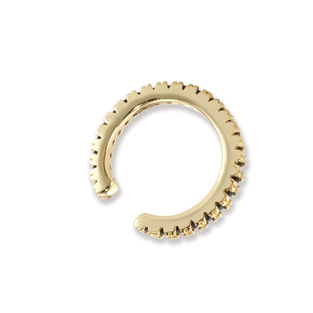 Ohrklemme Silber Zirkonia schwarz, 26 Steine gelb vergoldet Ø14 mm