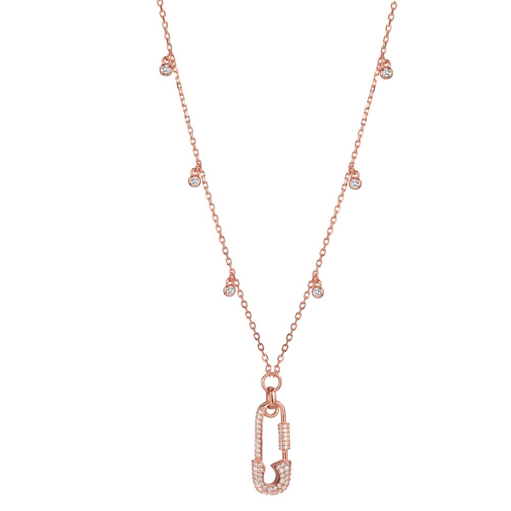Collier Silber Zirkonia rosé vergoldet Sicherheitsnadel 40-45 cm verstellbar