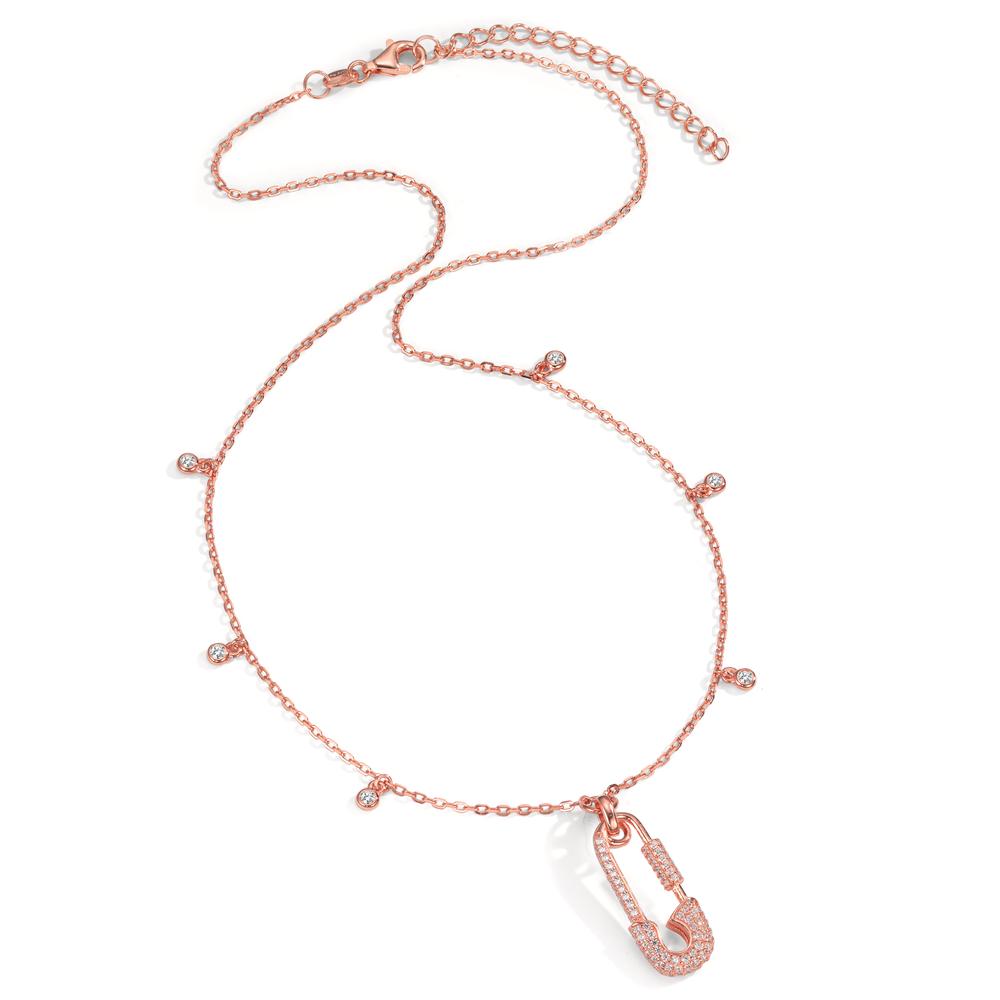 Collier Silber Zirkonia rosé vergoldet Sicherheitsnadel 40-45 cm verstellbar