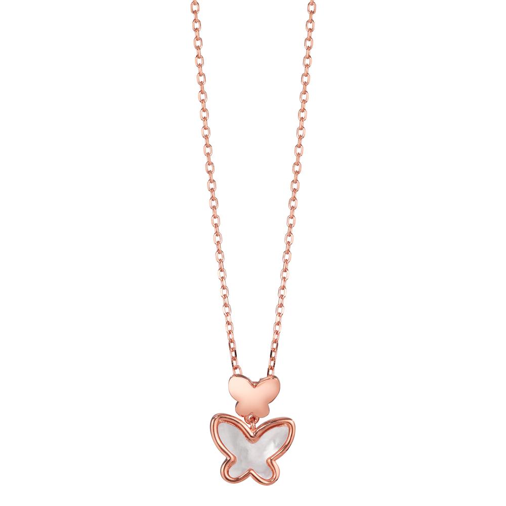 Collier Silber rosé vergoldet Perlmutt Schmetterling 40-44 cm verstellbar