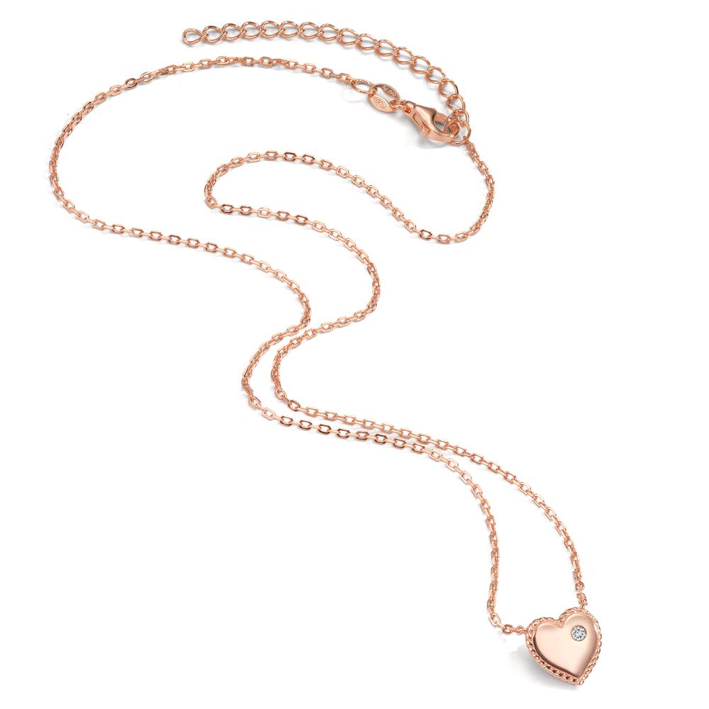 Collier Silber Zirkonia rosé vergoldet Herz 40-45 cm verstellbar