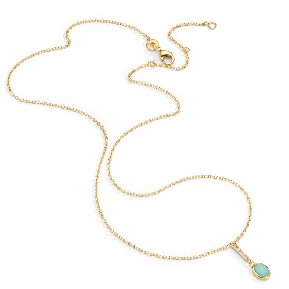 Collier Bronze Amazonit Zirkonia vergoldet 40-45 cm verstellbar