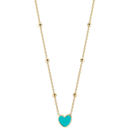 Collier Silber gelb vergoldet Herz 38-42 cm verstellbar, Made in Italy