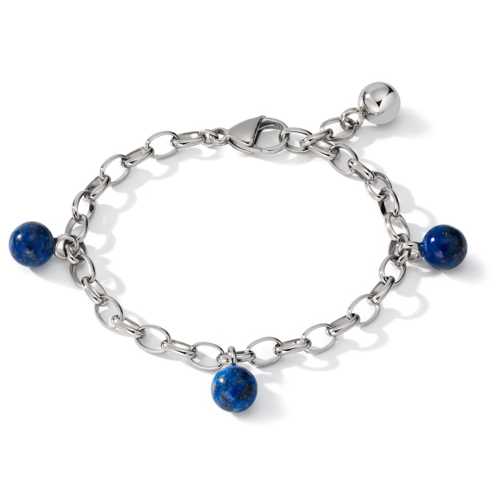 Armband Edelstahl Lapislazuli 3 Steine 17.5-19.5 cm verstellbar Ø4 mm