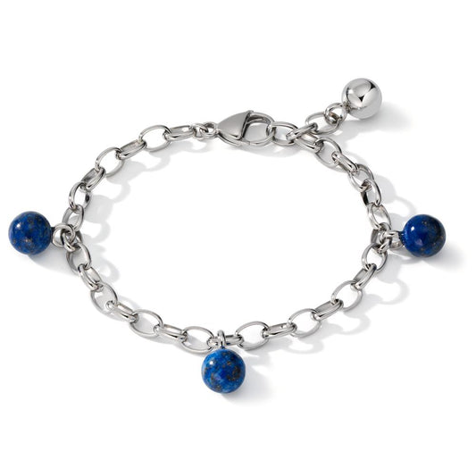 Armband Edelstahl Lapislazuli 3 Steine 17.5-19.5 cm verstellbar Ø4 mm