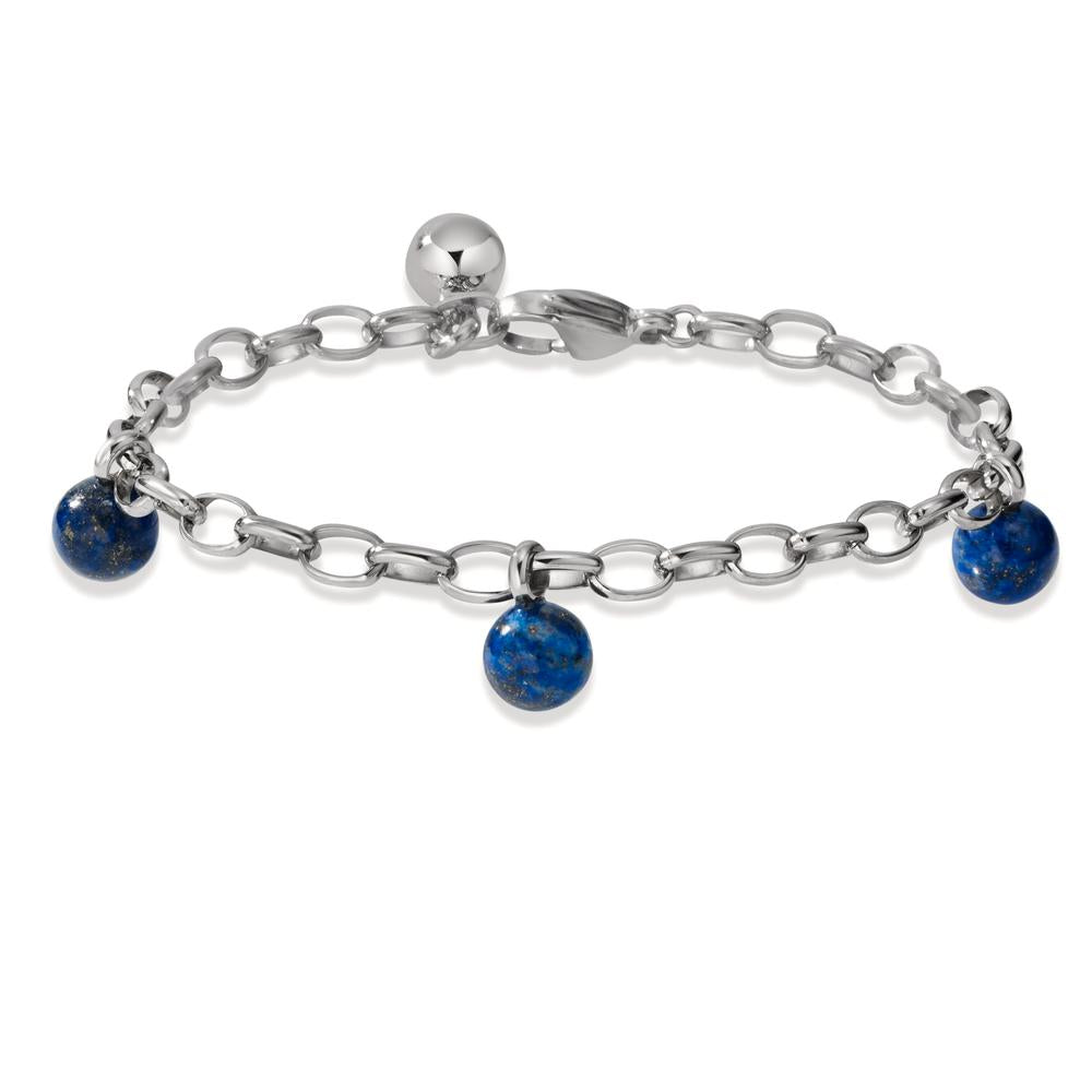 Armband Edelstahl Lapislazuli 3 Steine 17.5-19.5 cm verstellbar Ø4 mm