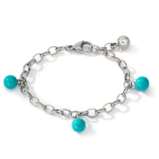 Armband Edelstahl Türkis 3 Steine 17.5-19.5 cm verstellbar Ø4 mm