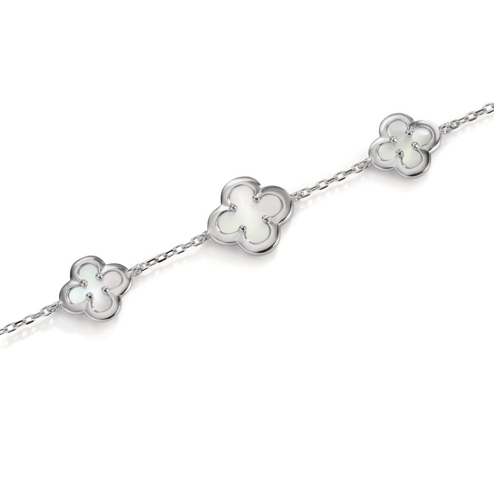 Armband Silber rhodiniert Perlmutt Blume 16-19 cm verstellbar